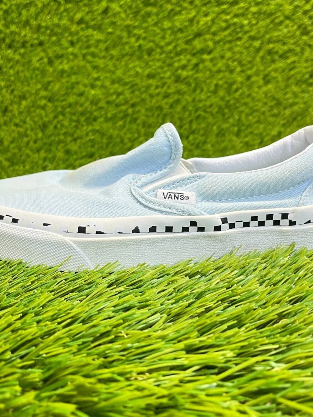 Vans Classic Slip-On Womens Size 5 Blue White Athletic Skateboard Shoes Sneakers